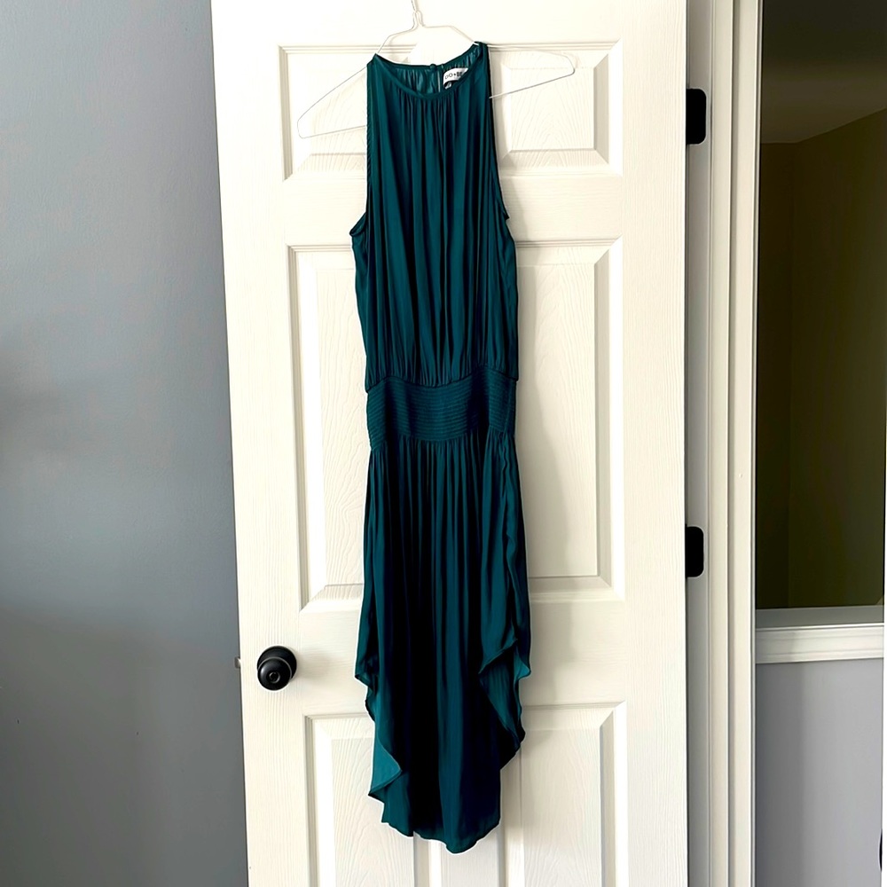 Emerald satin midi dress